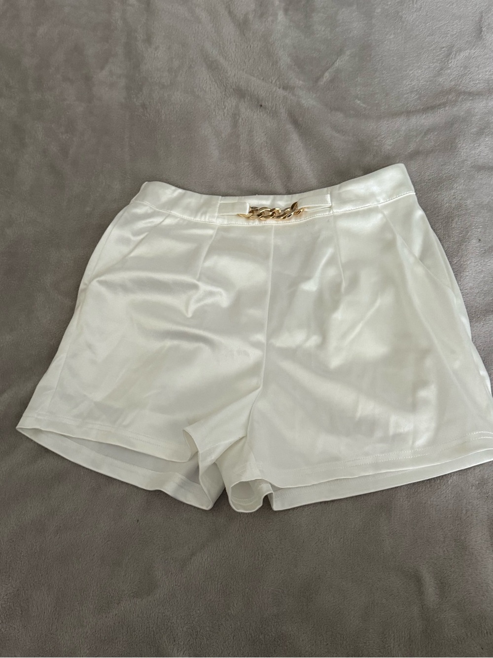 Women's White Chain-Accent Dress Shorts